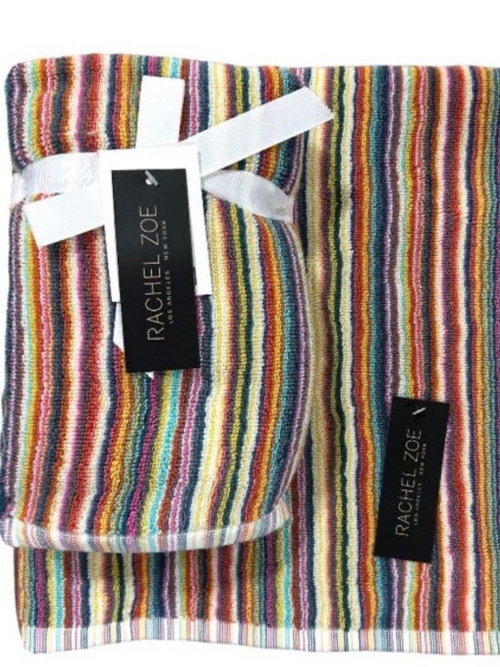 Rachel Zoe Other - Rachel Zoe Rainbow Striped Bath and Hand Towel Set
